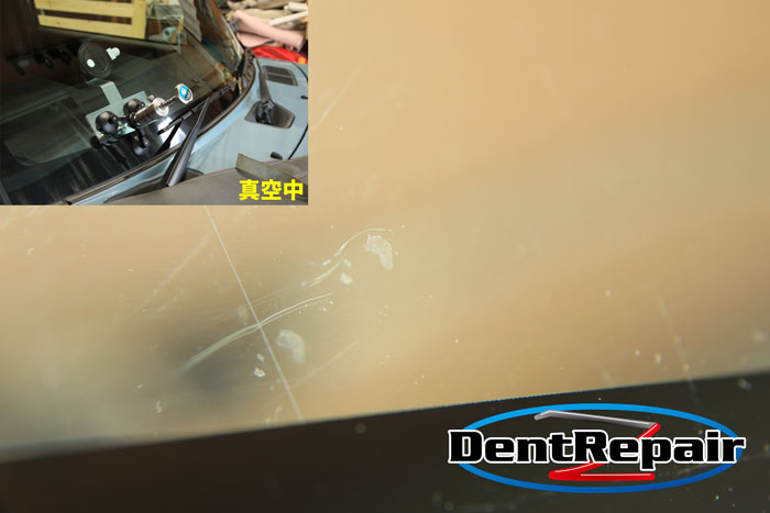 タフト運転席側のひび、修理後の写真