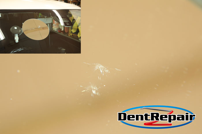 ワゴンR運転席前のひび、修理後の写真